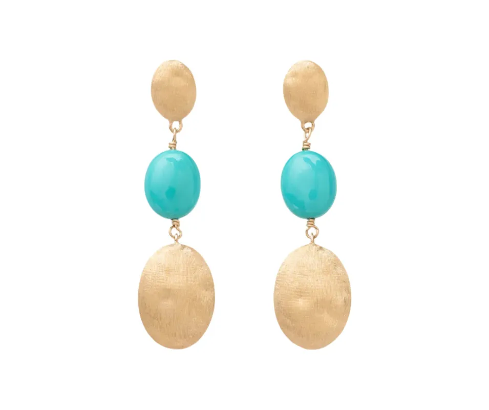 Marco Bicego Siviglia 18ct Yellow Gold & Turquoise Triple Drop Earrings sold by Jura Watches