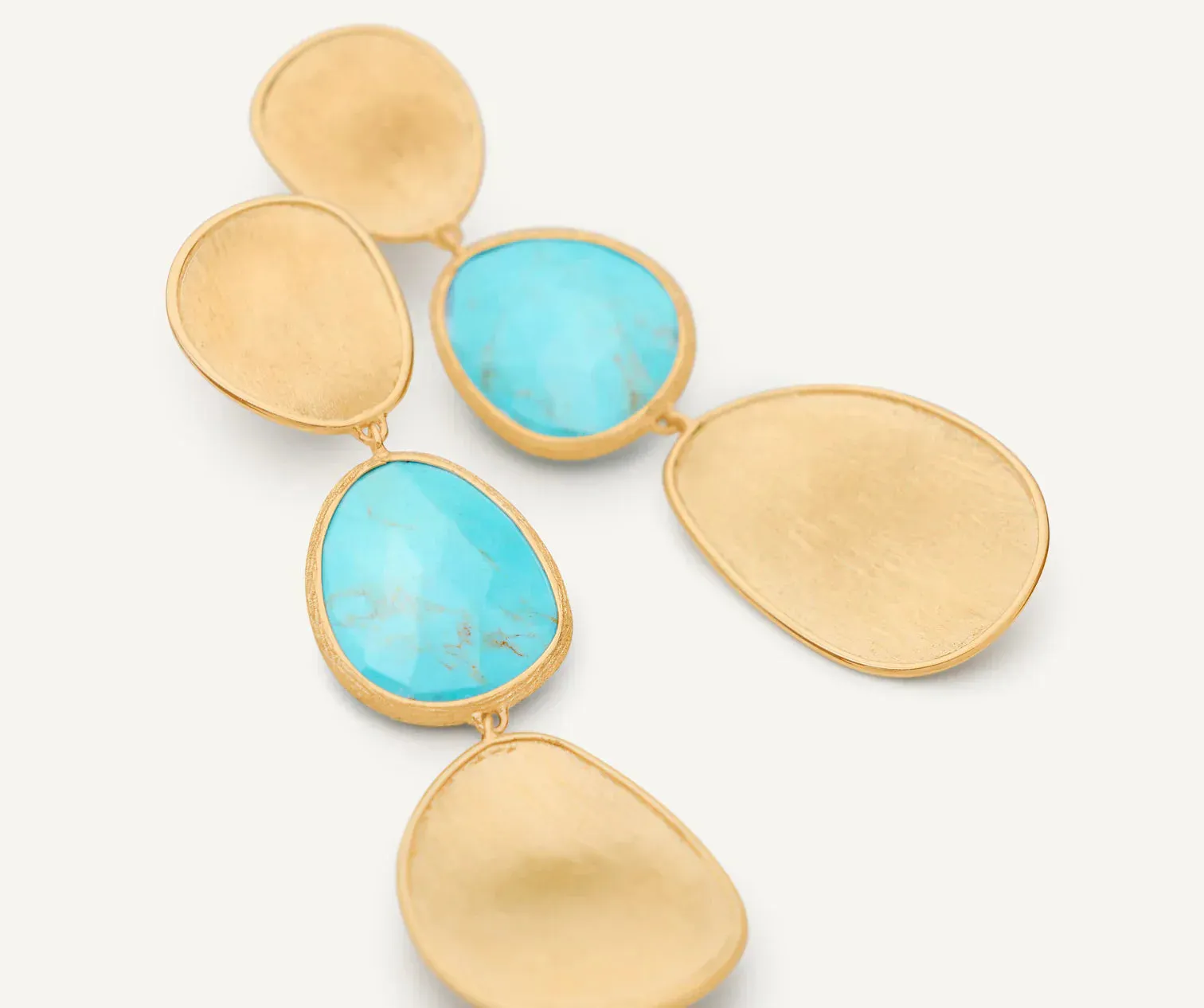 Marco Bicego Lunaria Colour 18ct Yellow Gold & Turquoise Three Drop Earrings sold by Jura Watches product image thumbnail 2
