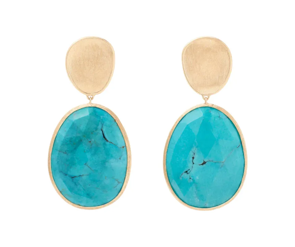 Marco Bicego Lunaria Colour 18ct Yellow Gold & Turquoise Double Drop Earrings sold by Jura Watches
