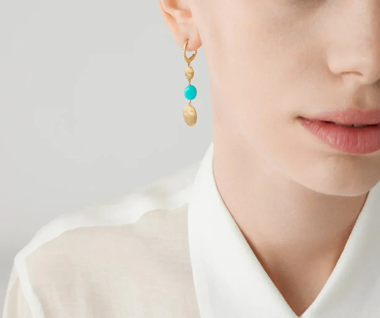 Marco Bicego Siviglia 18ct Yellow Gold Turquoise & Diamond Drop Earrings sold by Jura Watches product image thumbnail 3