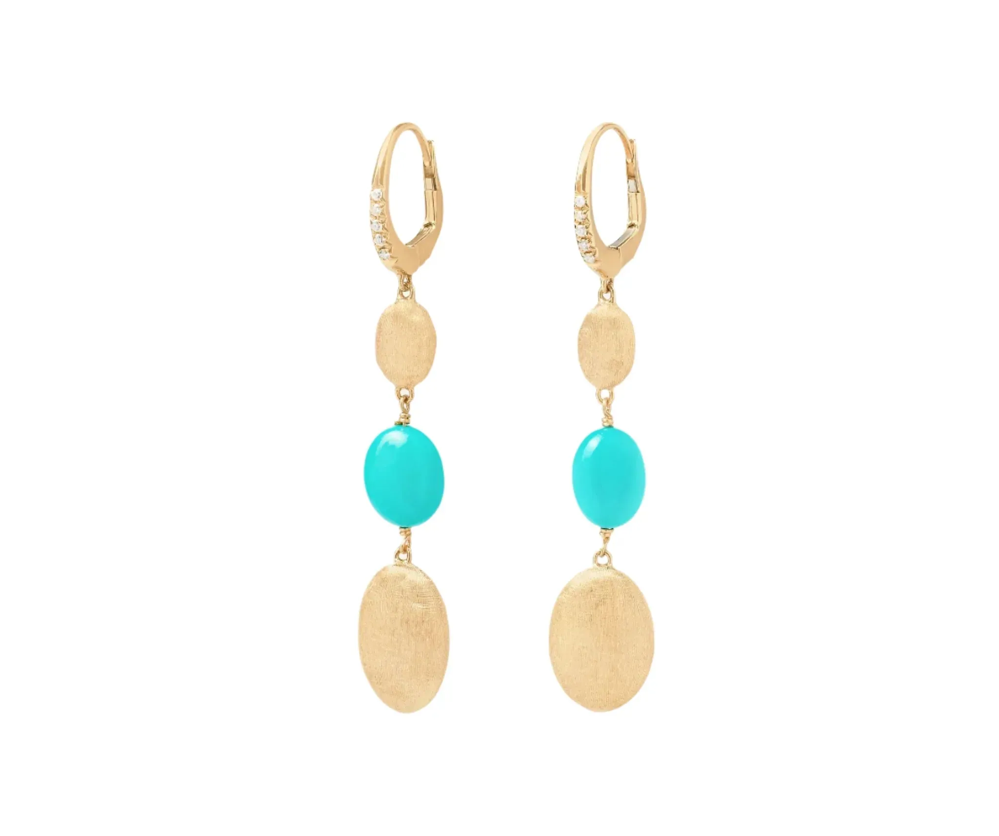 Marco Bicego Siviglia 18ct Yellow Gold Turquoise & Diamond Drop Earrings sold by Jura Watches