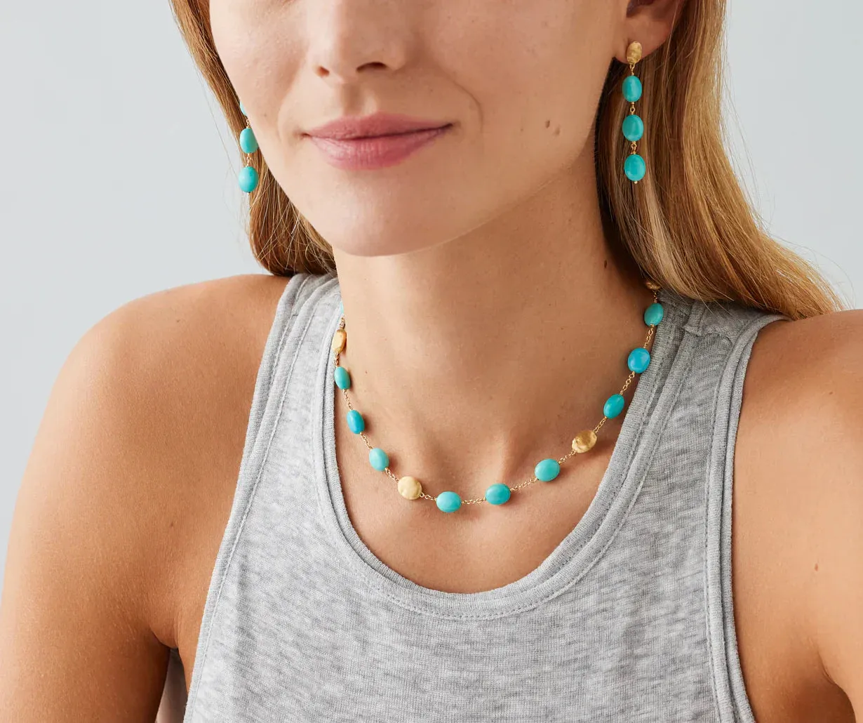 Marco Bicego Siviglia 18ct Yellow Gold Turquoise Necklace sold by Jura Watches product image thumbnail 3