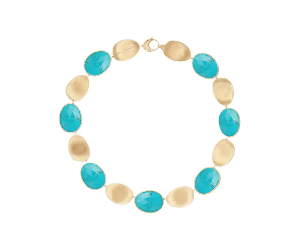Marco Bicego Lunaria Colour 18ct Yellow Gold & Turquoise Collar Necklace sold by Jura Watches