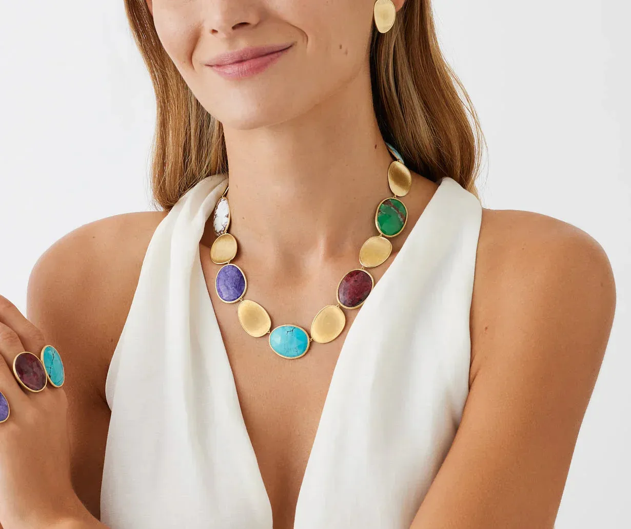 Marco Bicego Lunaria Colour 18ct Yellow Gold Mixed Gemstone Collar Necklace sold by Jura Watches product image thumbnail 3