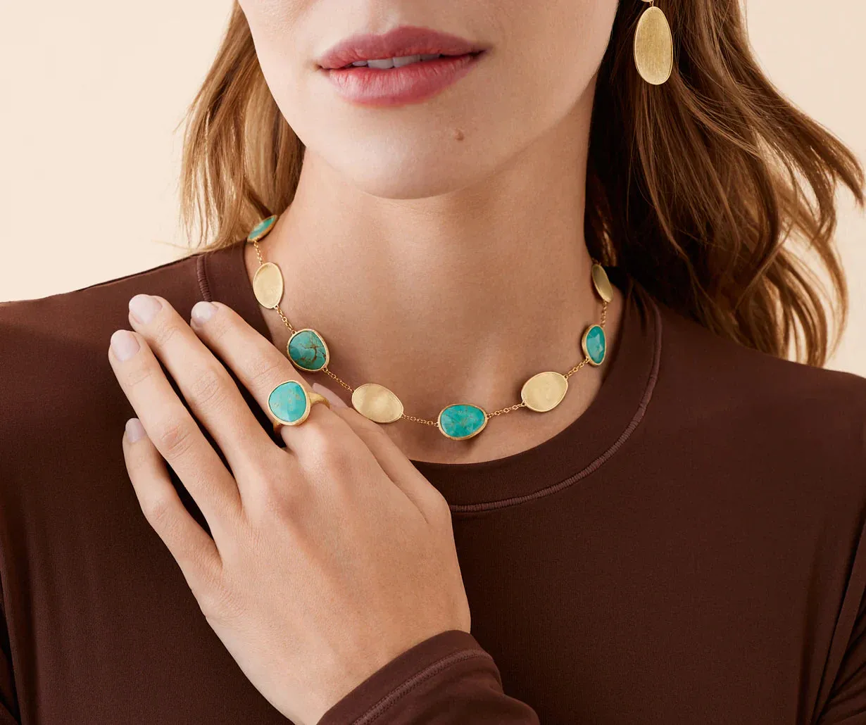 Marco Bicego Lunaria Colour 18ct Yellow Gold and Turquoise Collar Necklace sold by Jura Watches product image thumbnail 3