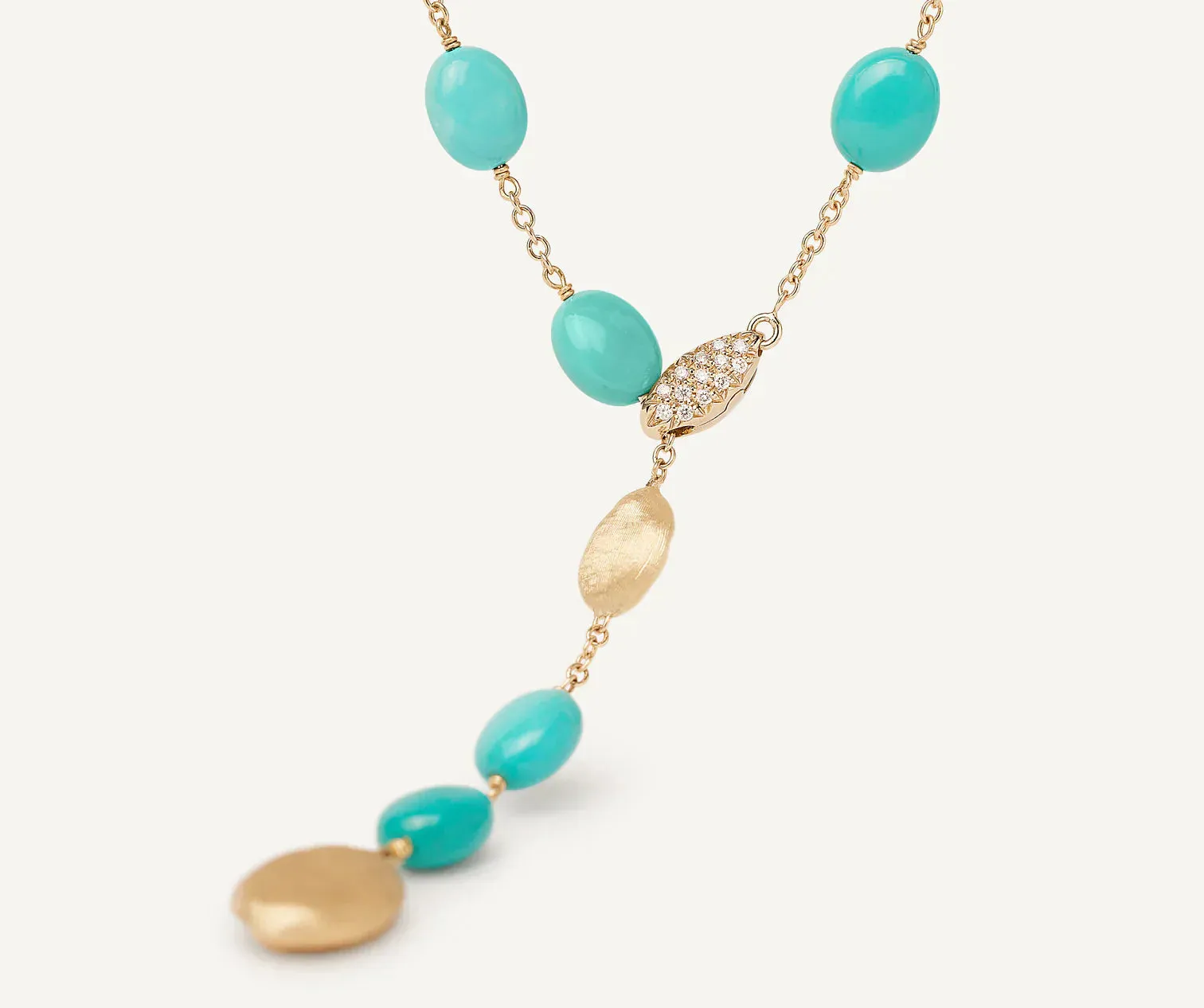 Marco Bicego Siviglia 18ct Yellow Gold Turquoise & Diamond Pavé Clasp Necklace sold by Jura Watches product image thumbnail 2
