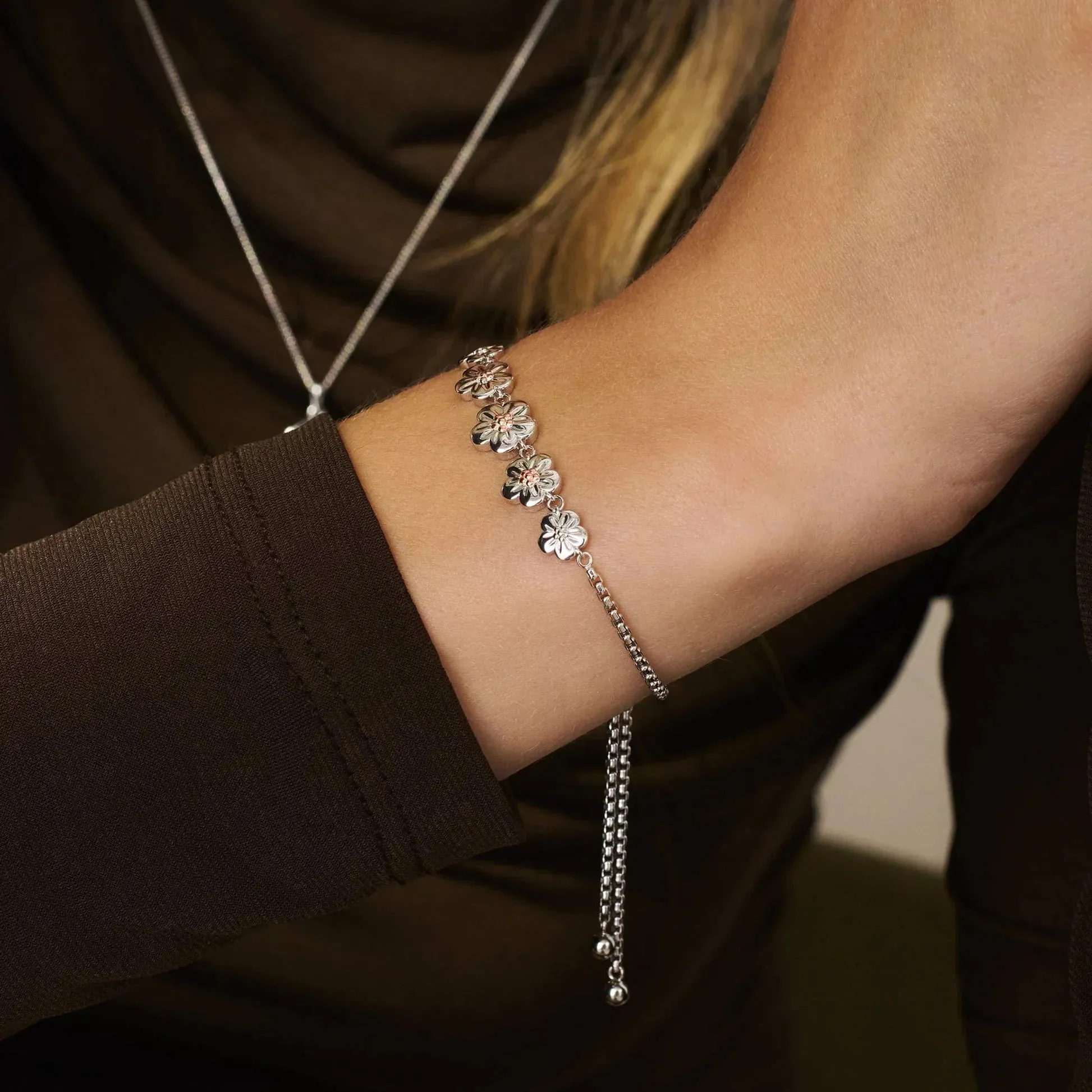 Clogau Nature's Wonder Sterling Silver Forget-Me-Not Adjustable Bracelet sold by Jura Watches product image thumbnail 2