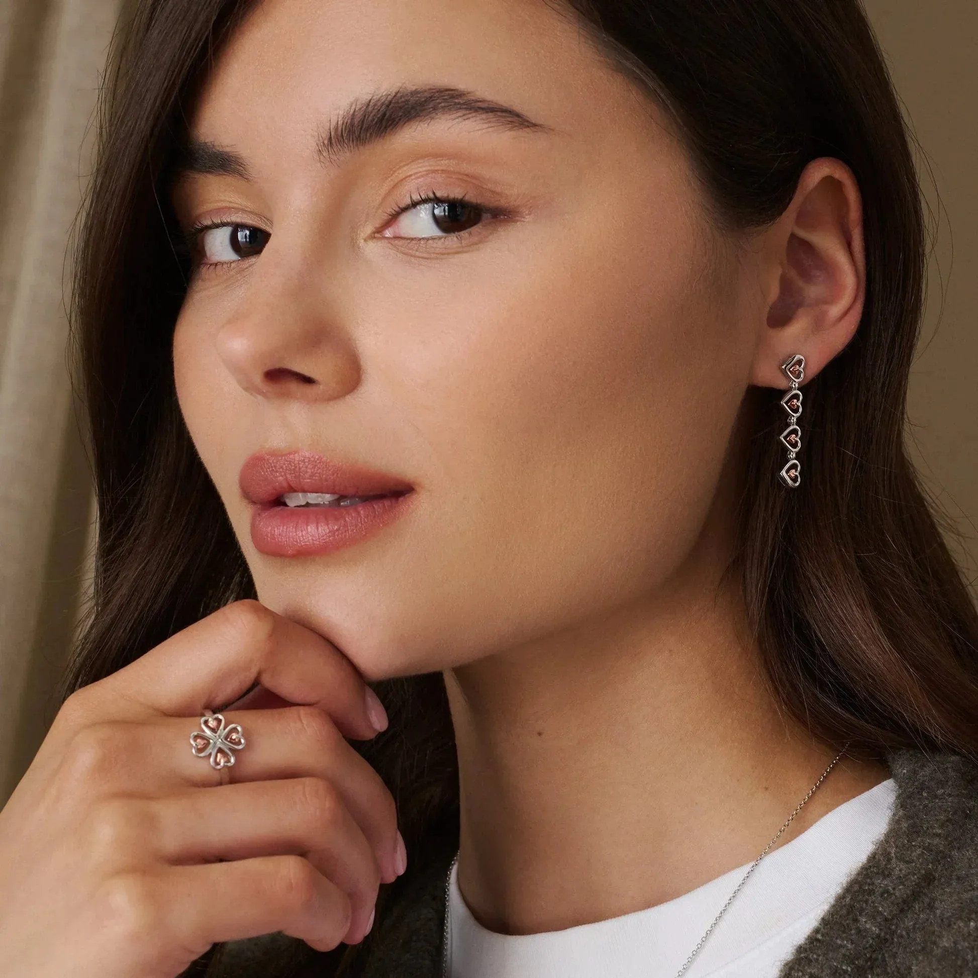 Clogau Tree of Life Sterling Silver Heart Drop-Stud Earrings sold by Jura Watches product image thumbnail 4