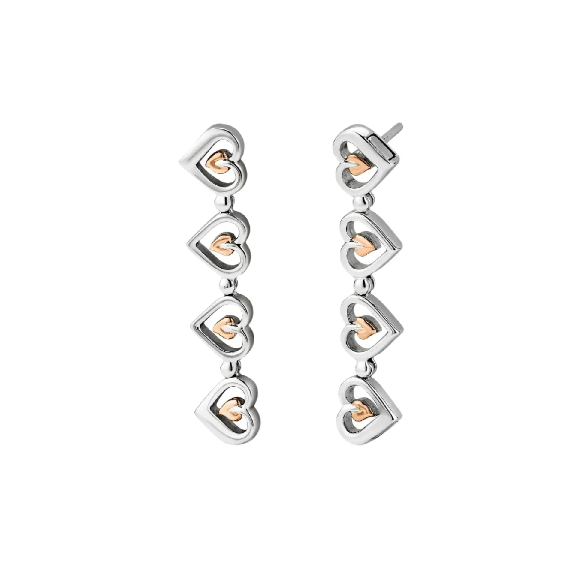 Clogau Tree of Life Sterling Silver Heart Drop-Stud Earrings sold by Jura Watches