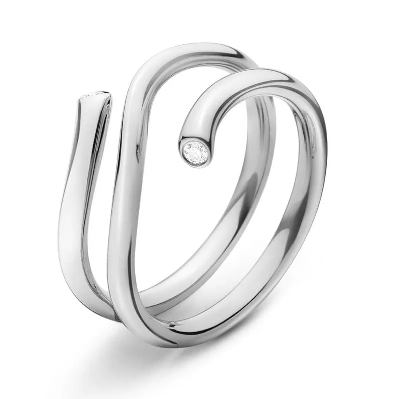 Georg Jensen Magic 18ct White Gold Diamond Wide Ring sold by Jura Watches