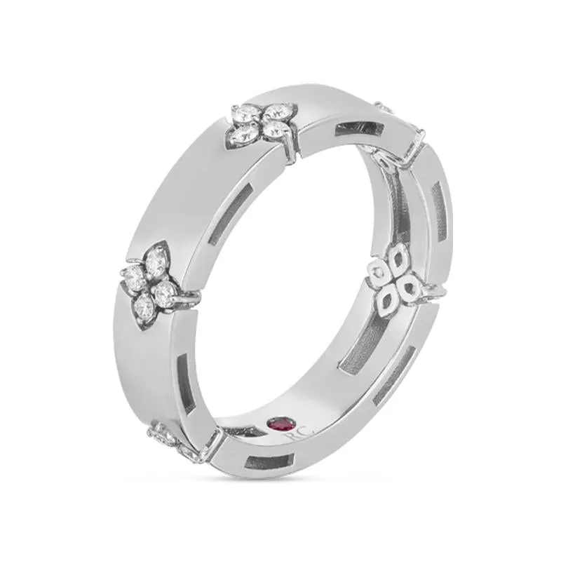 Roberto Coin Love in Verona 18ct White Gold Diamond 4.5mm Wide Ring sold by Jura Watches