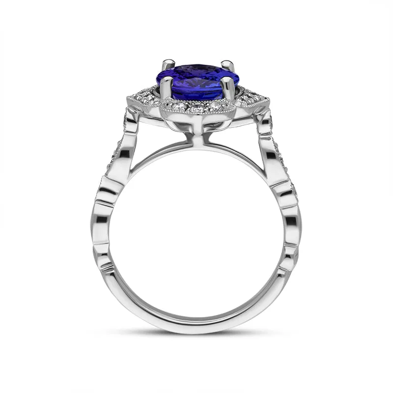18ct White Gold 2.79ct Tanzanite Diamond Cluster Ring sold by Jura Watches product image thumbnail 4