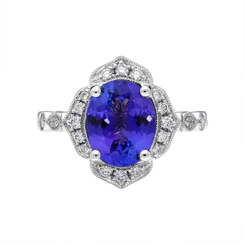 18ct White Gold 2.79ct Tanzanite Diamond Cluster Ring sold by Jura Watches product image thumbnail 2