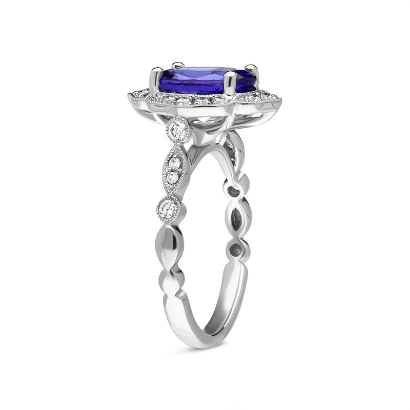 18ct White Gold 2.79ct Tanzanite Diamond Cluster Ring sold by Jura Watches product image thumbnail 3