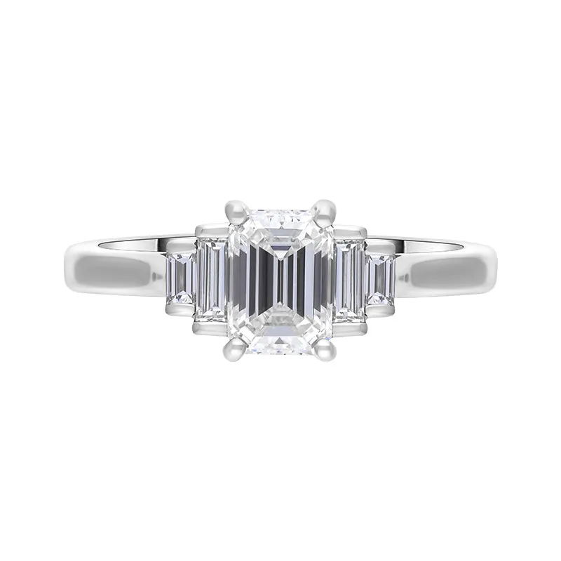 Platinum Diamond GIA Certified Emerald and Baguette Cut Ring sold by Jura Watches product image thumbnail 2