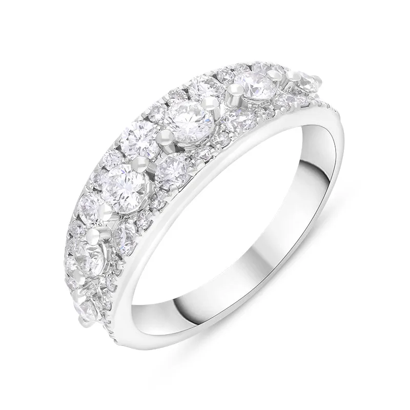 18ct White Gold 1.37ct Diamond Three Row Half Eternity Ring sold by Jura Watches