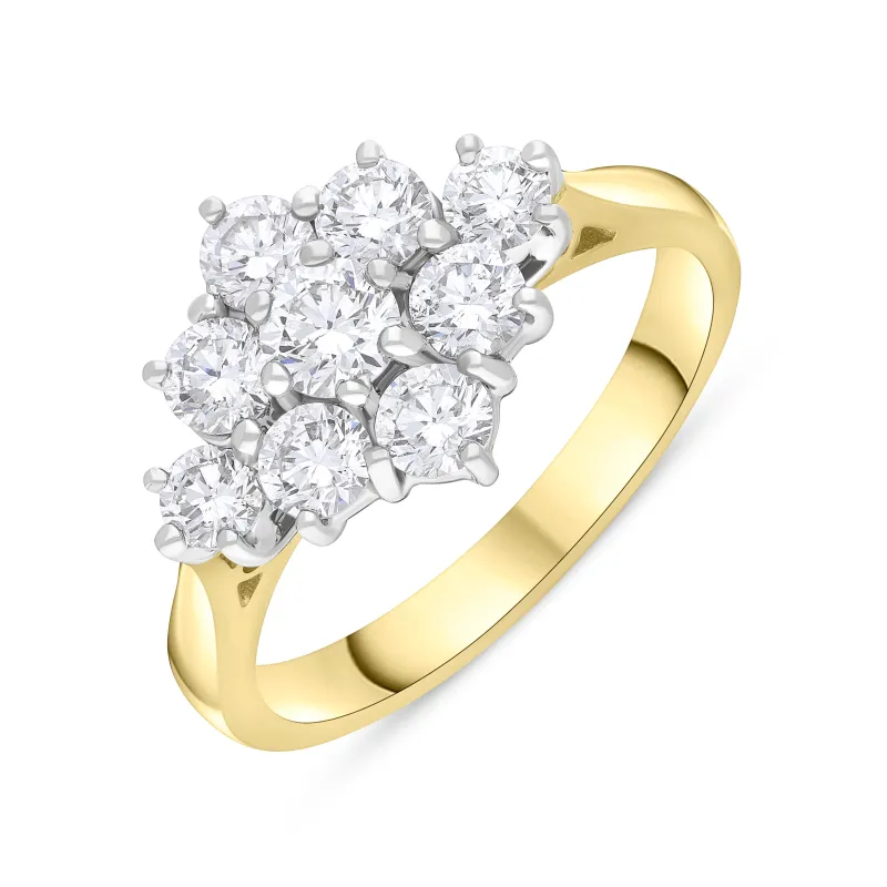 18ct Yellow Gold 1.27ct Diamond Cluster Ring sold by Jura Watches
