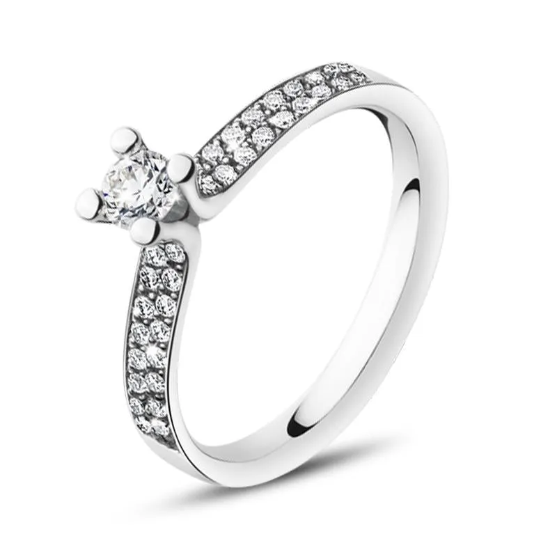 Georg Jensen Magic 18ct White Gold Diamond Pave Set Solitaire Ring sold by Jura Watches