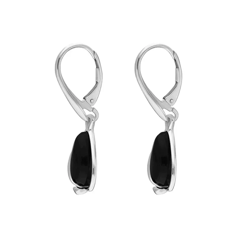 Sterling Silver Whitby Jet Open Side Pear Drop Earrings sold by Jura Watches product image thumbnail 3