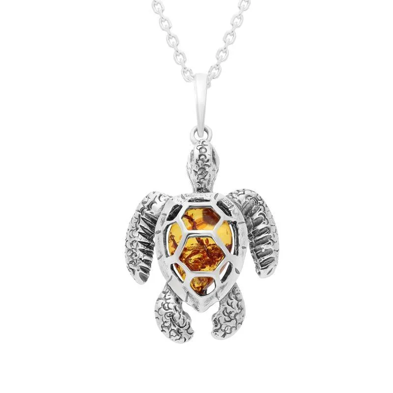 Sterling Silver Amber Small Tortoise Necklace sold by Jura Watches