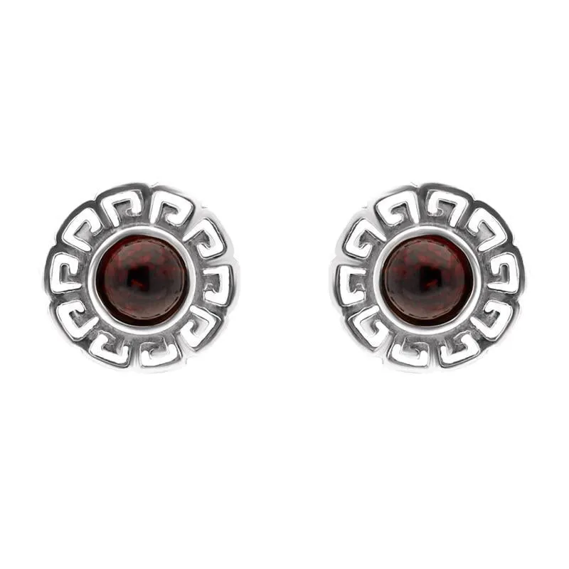 Sterling Silver Amber Greek Style Stud Earrings sold by Jura Watches