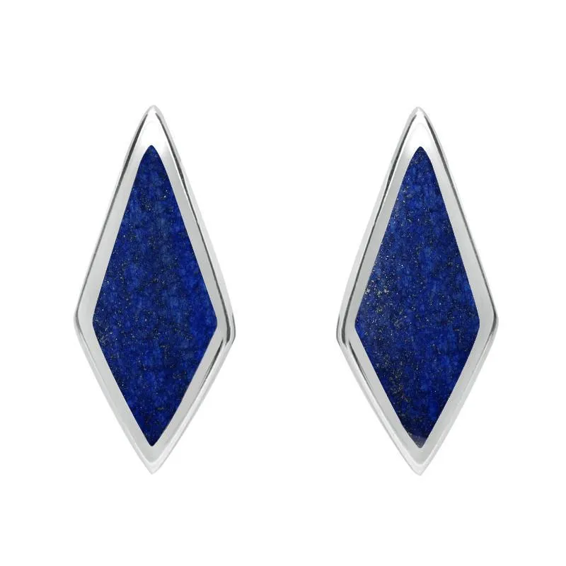 Sterling Silver Lapis Lazuli Diamond Shaped Stud Earrings sold by Jura Watches