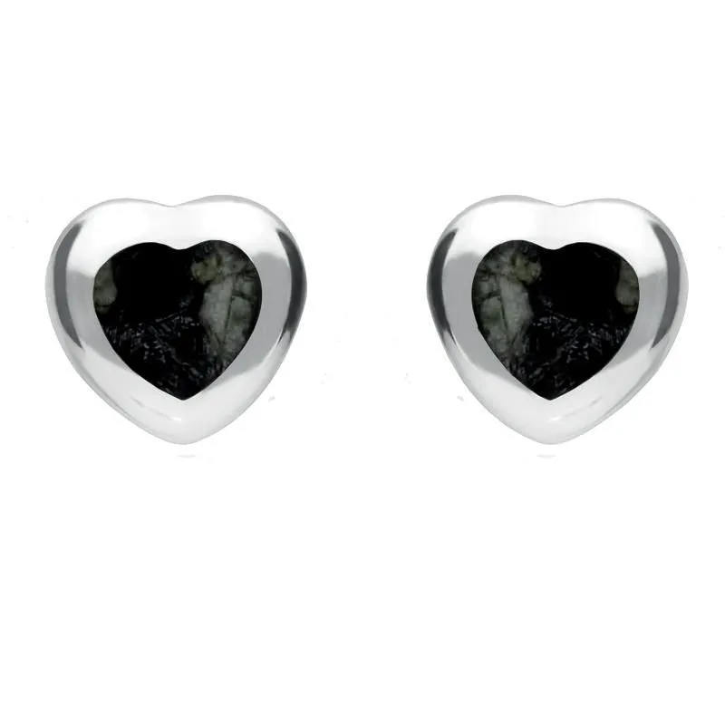 Sterling Silver Preseli Bluestone Medium Heart Stud Earrings sold by Jura Watches