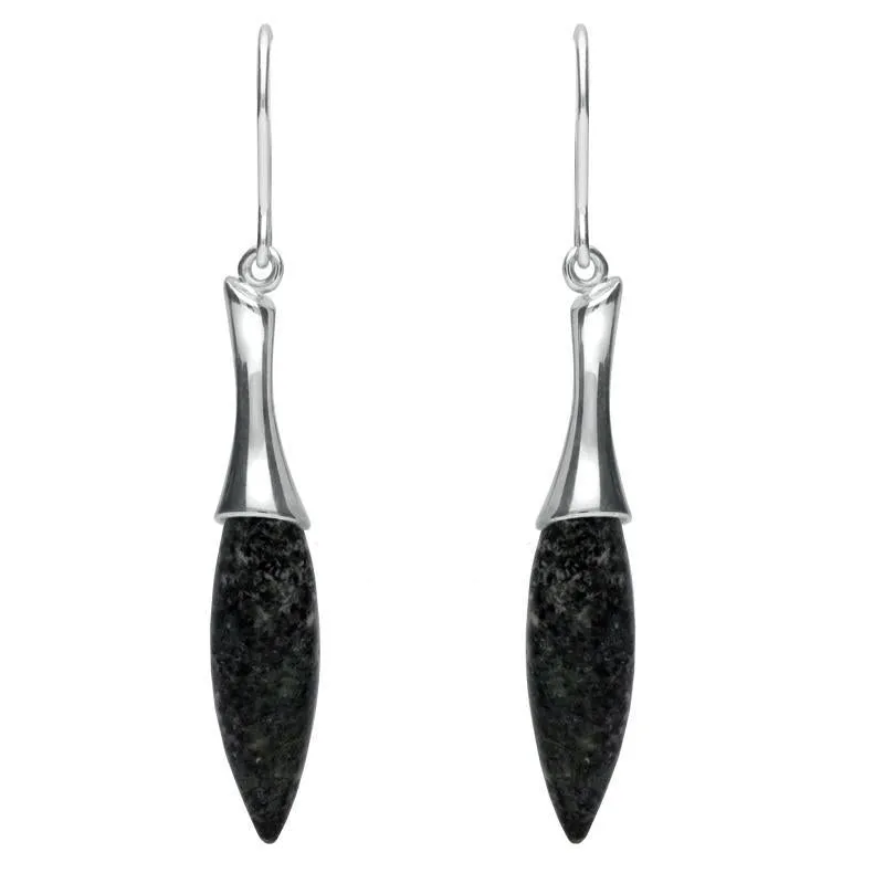Sterling Silver Preseli Bluestone Tapered Drop Earrings sold by Jura Watches
