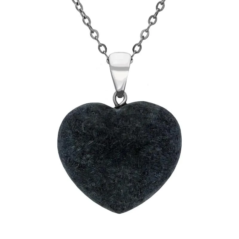 Silver Plated Preseli Bluestone Carved Heart Necklace D sold by Jura Watches