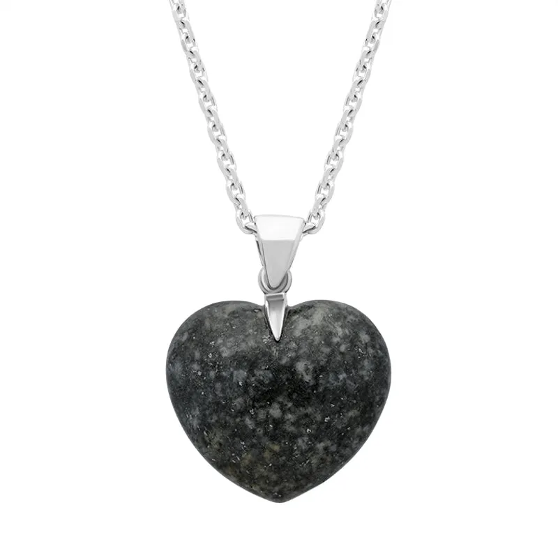 Sterling Silver Preseli Medium Carved Heart Necklace sold by Jura Watches