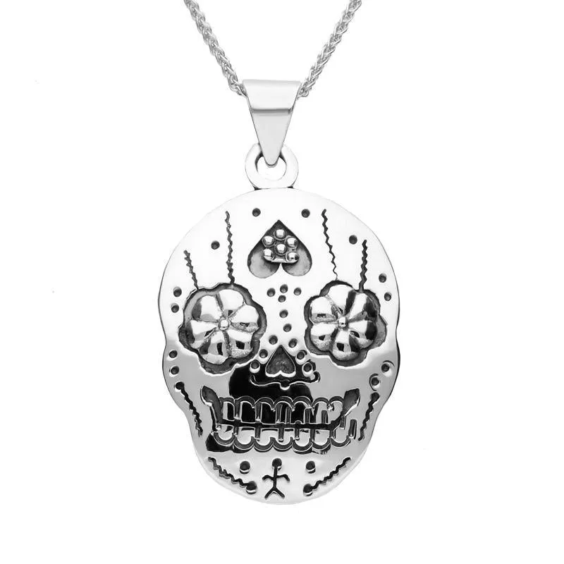 Sterling Silver Day of the Dead Skull Necklace sold by Jura Watches