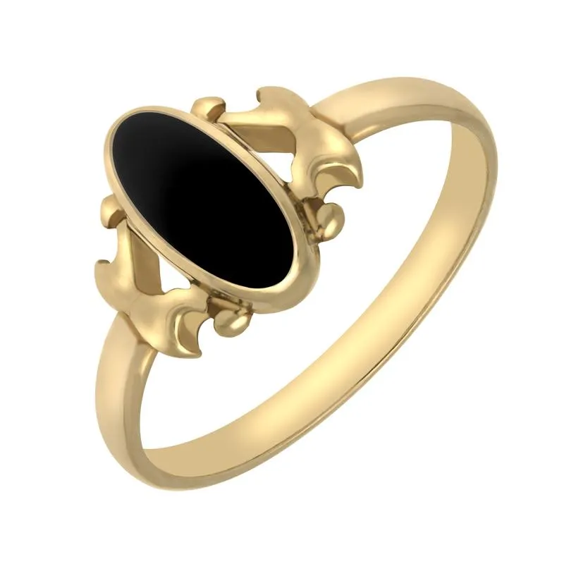 9ct Yellow Gold Whitby Jet Oval Stone Set Ring sold by Jura Watches