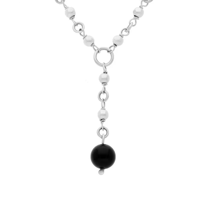 Sterling Silver Whitby Jet One Stone Drop Beaded Necklace D sold by Jura Watches