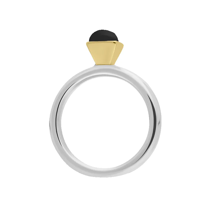 9ct Yellow Gold Sterling Silver Whitby Jet Stepping Stones 5mm Square Bezel Set Ring sold by Jura Watches product image thumbnail 2