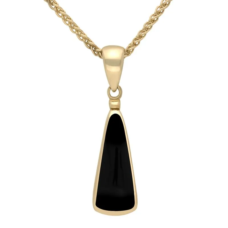 9ct Yellow Gold Whitby Jet Light Triangle Shape Necklace sold by Jura Watches