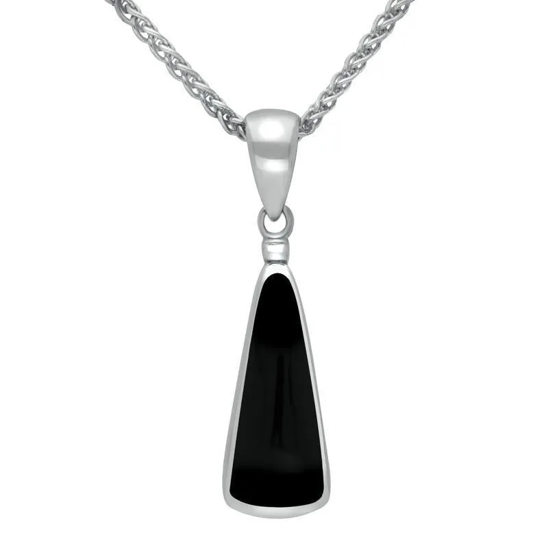 Sterling Silver Whitby Jet Light Triangle Shape Necklace sold by Jura Watches