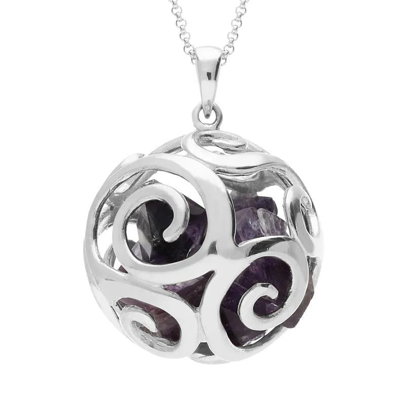Sterling Silver Blue John Swirl Bead Ball Necklace sold by Jura Watches