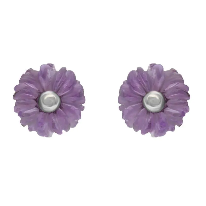 Sterling Silver Amethyst Tuberose 6mm Daisy Stud Earrings sold by Jura Watches