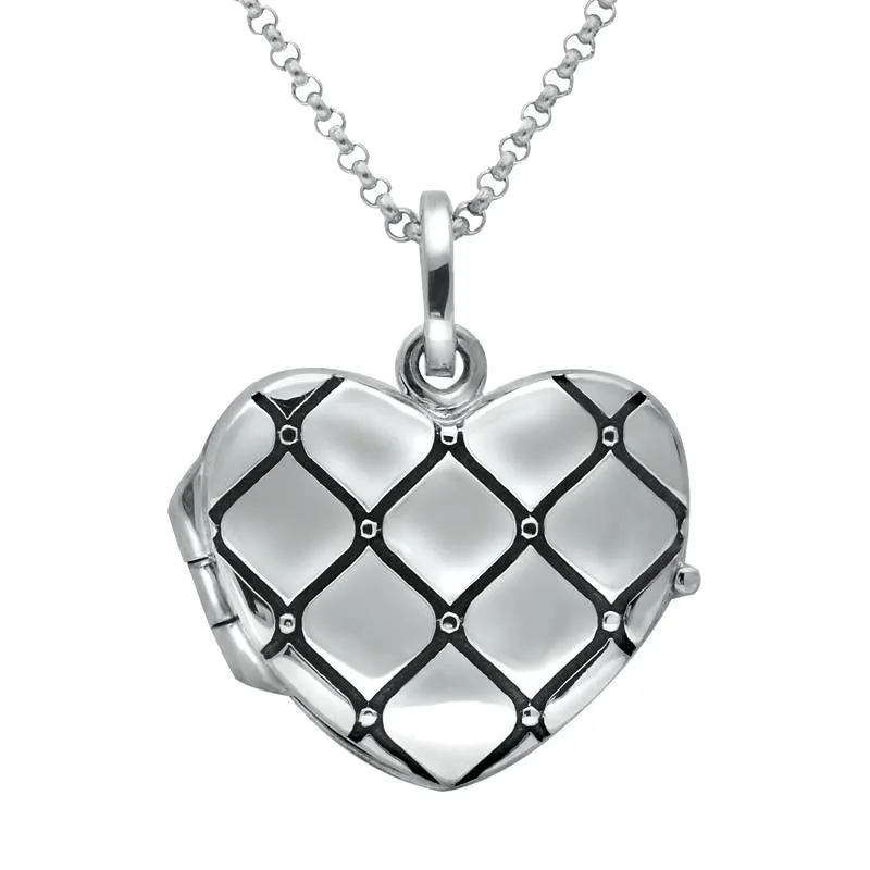 Sterling Silver Padded Heart Locket Necklace sold by Jura Watches
