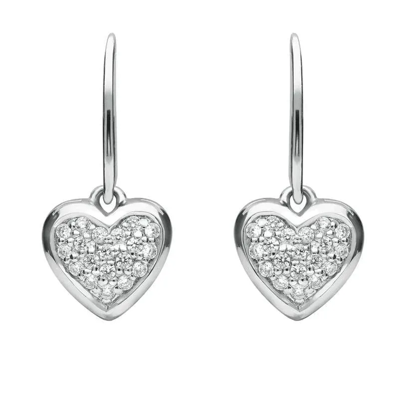 Sterling Silver Cubic Zirconia Small Heart Drop Earrings sold by Jura Watches