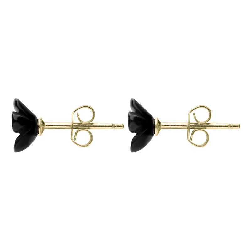 9ct Yellow Gold Whitby Jet Tuberose 8mm Flower Stud Earrings sold by Jura Watches product image thumbnail 2