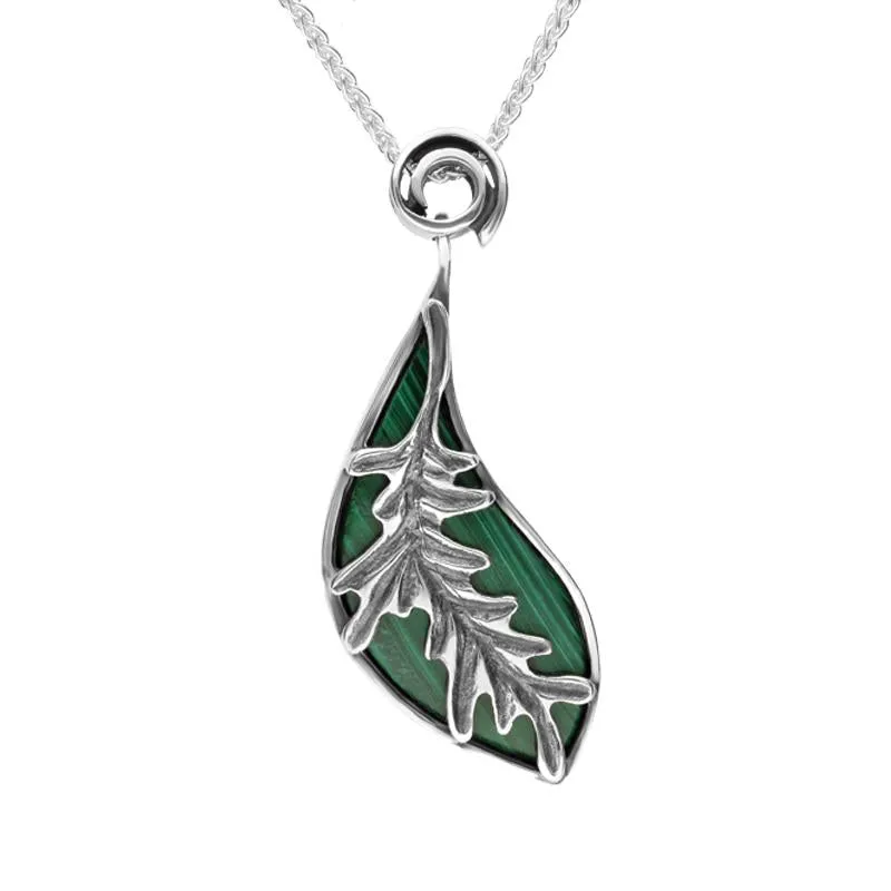 Sterling Silver Malachite Acanthus Leaf Necklace sold by Jura Watches