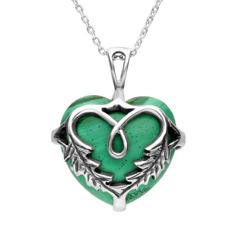 Sterling Silver Malachite Medium Acanthus Heart Necklace sold by Jura Watches