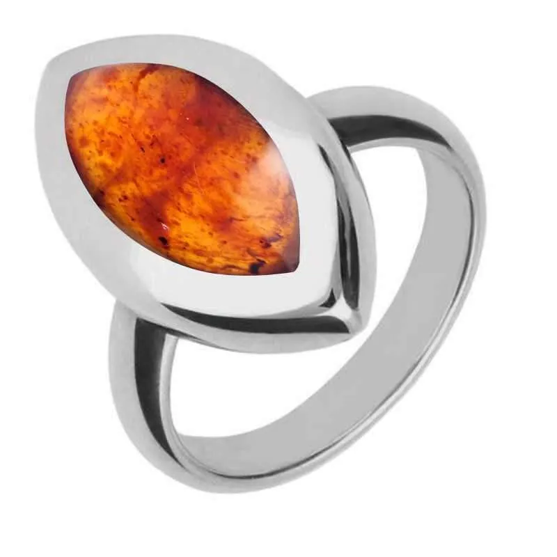 Sterling Silver Amber Framed Marquise Ring sold by Jura Watches