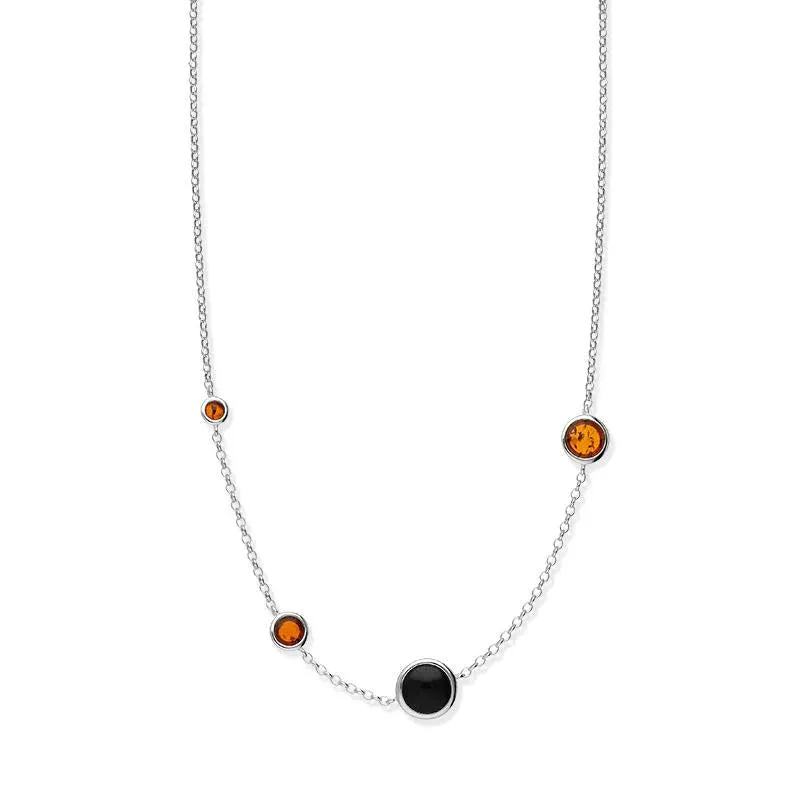 Sterling Silver Whitby Jet Amber Round Stone Necklace sold by Jura Watches product image thumbnail 2