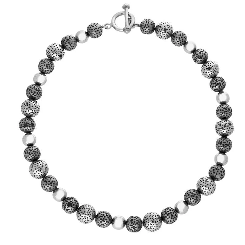 Sterling Silver Textured Bead Necklace sold by Jura Watches