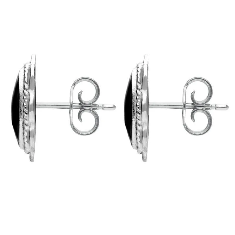 Sterling Silver Whitby Jet Large Rope Oval Frill Stud Earrings sold by Jura Watches product image thumbnail 2