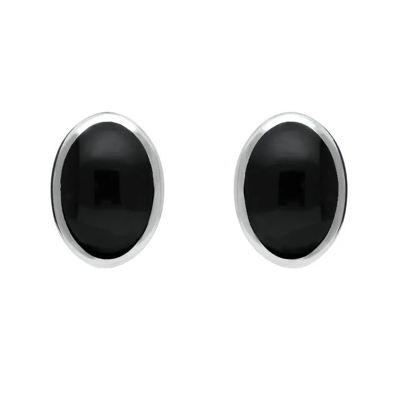Sterling Silver Whitby Jet Oval Stud Earrings sold by Jura Watches