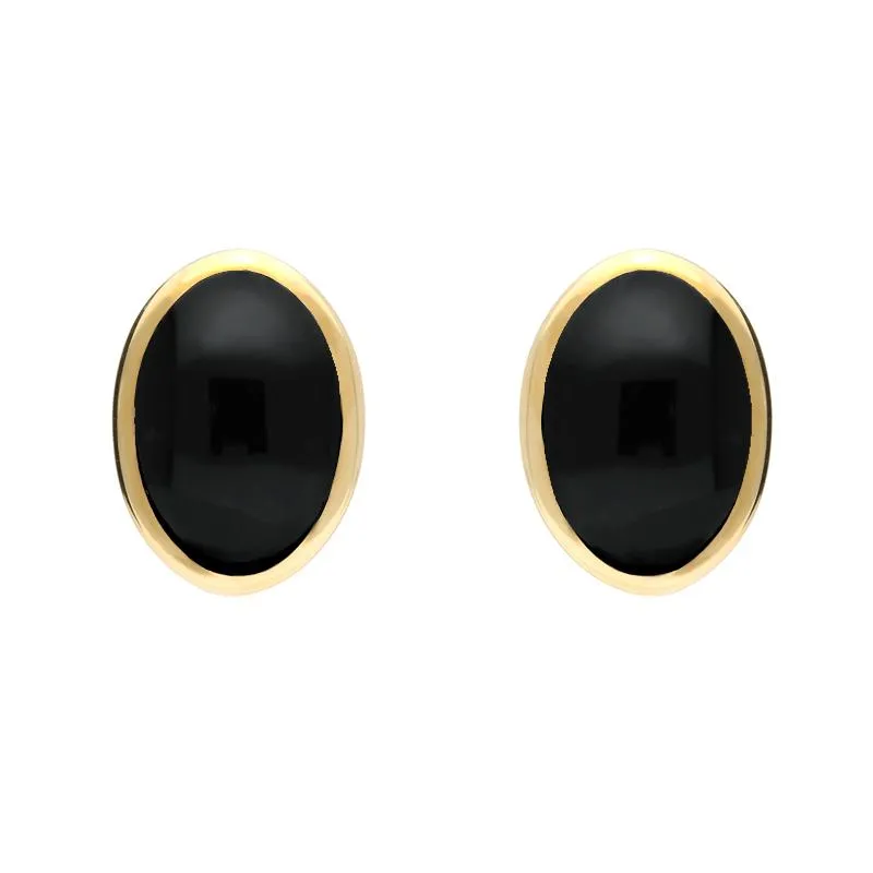 9ct Yellow Gold Whitby Jet Oval Stud Earrings sold by Jura Watches