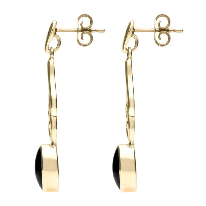 9ct Yellow Gold Whitby Jet Scroll Drop Earrings sold by Jura Watches product image thumbnail 2